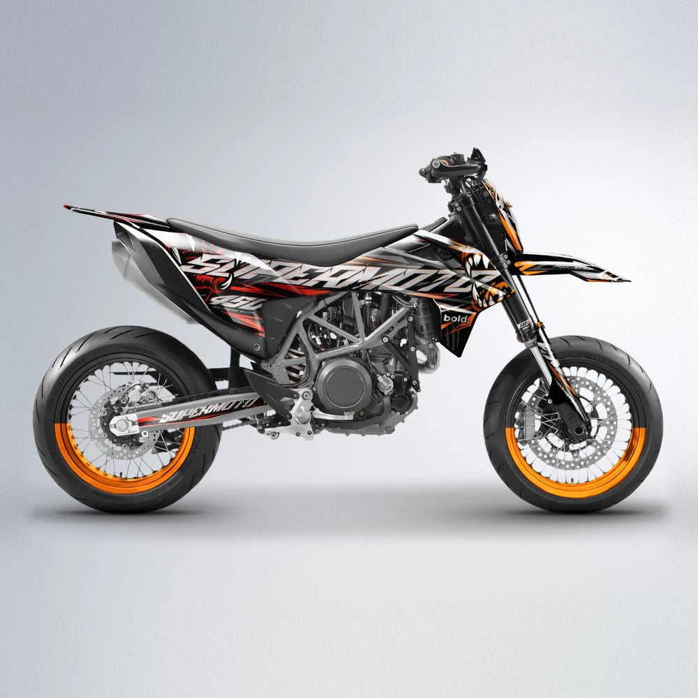 SAVAGE KTM SMC 690 supermoto graphics kit in Red & Orange