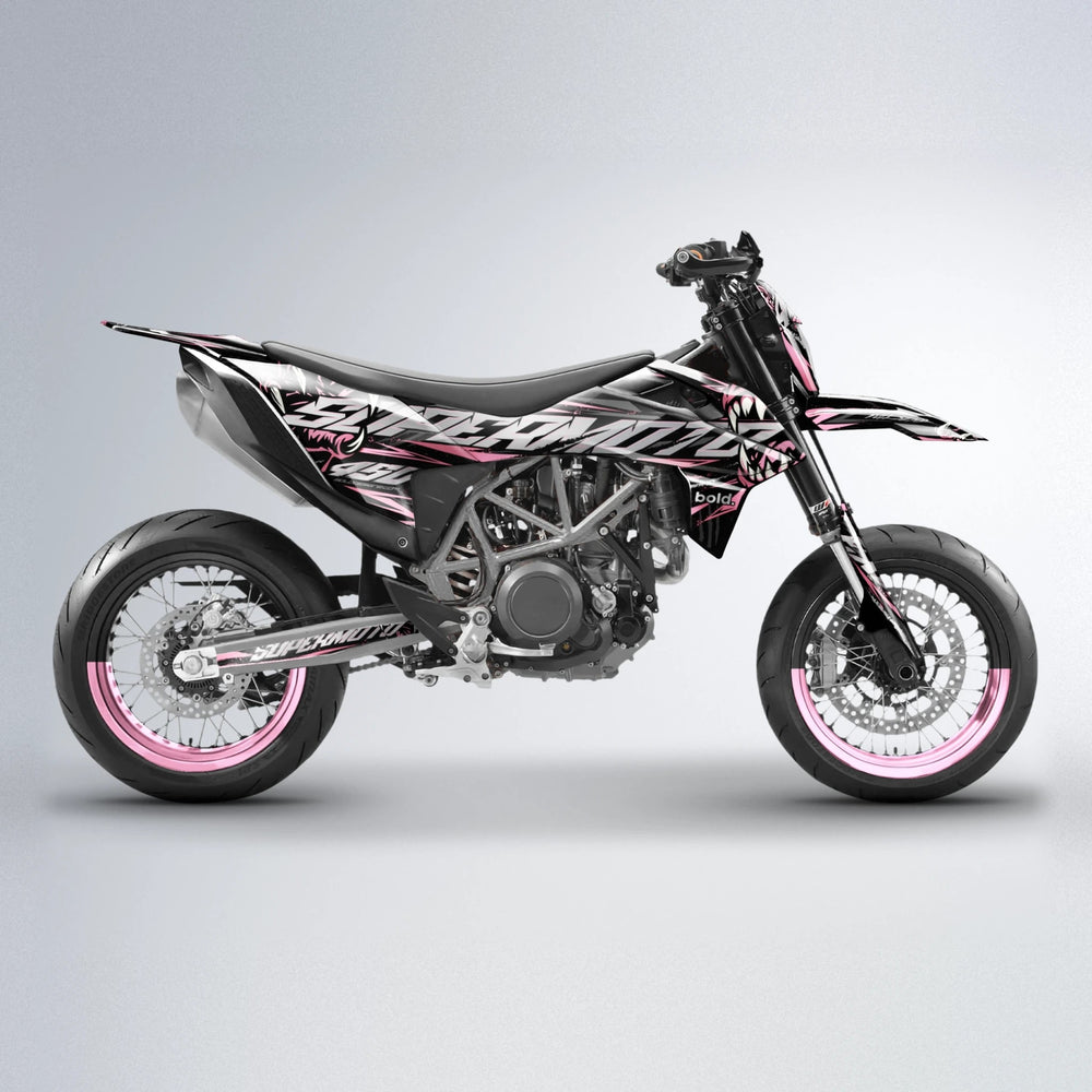 SAVAGE KTM SMC 690 supermoto graphics kit in Sakura Pink