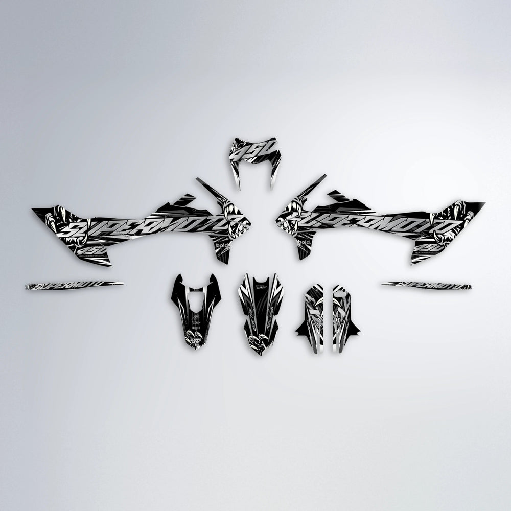 SAVAGE KTM SMC 690 graphics kit parts layout in White
