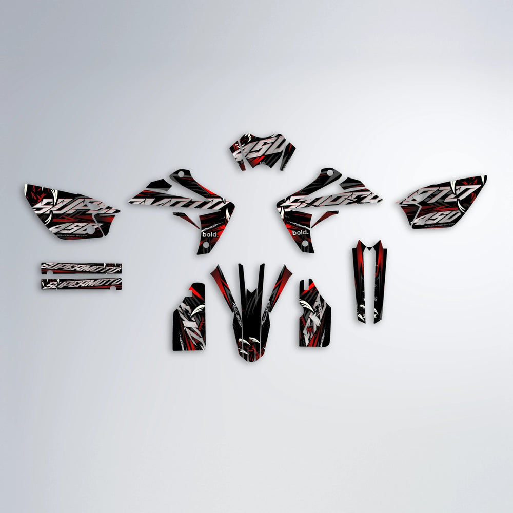 SAVAGE Rieju MRT graphics kit parts layout in Black & Red