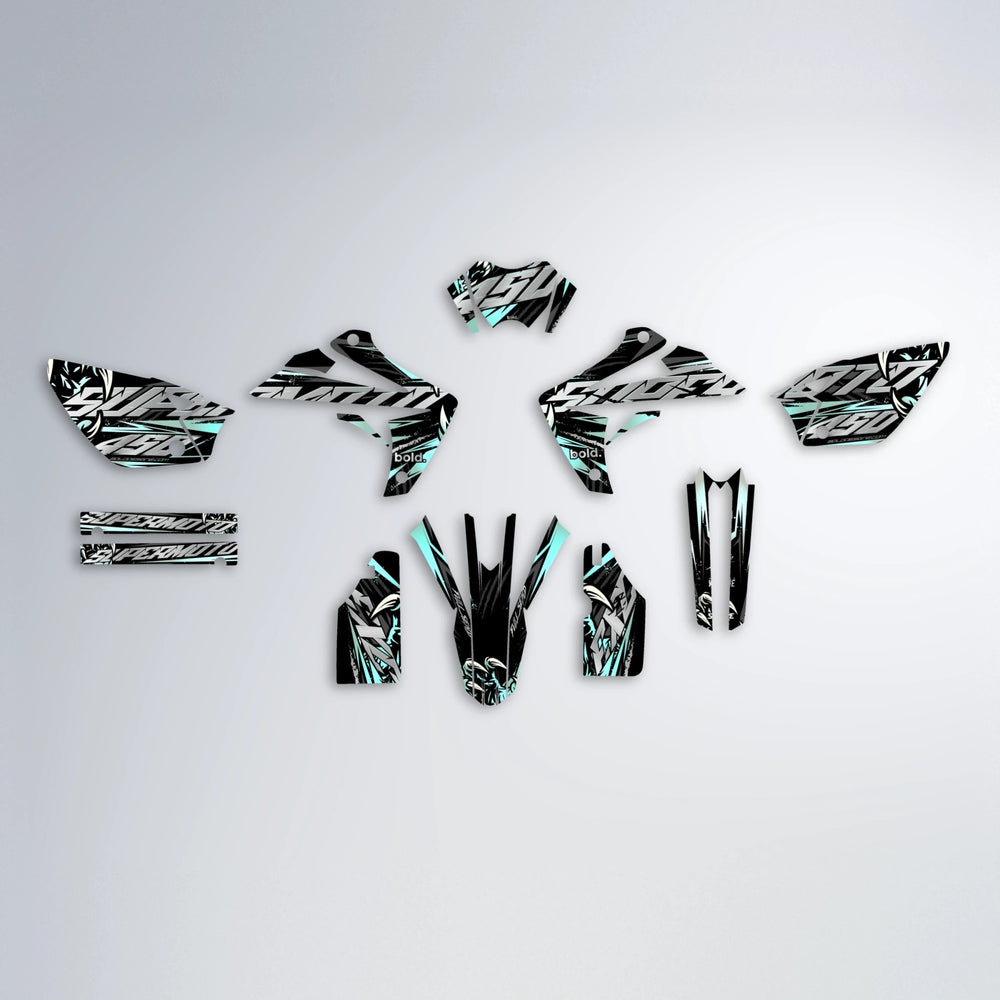 SAVAGE Rieju MRT graphics kit parts layout in Mint