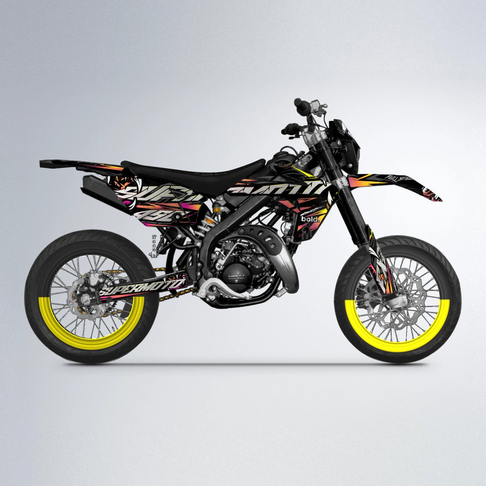 SAVAGE Rieju MRT supermoto graphics kit in Pink & Yellow
