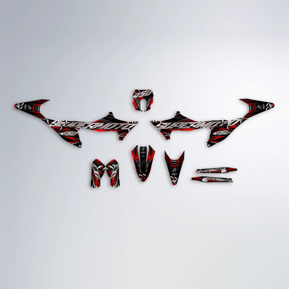 SAVAGE Stark Varg MX graphics kit parts layout in Custom Colour