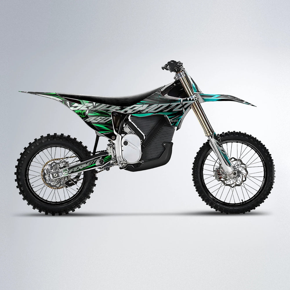 SAVAGE Stark Varg MX motocross graphics kit in Cyan & Green