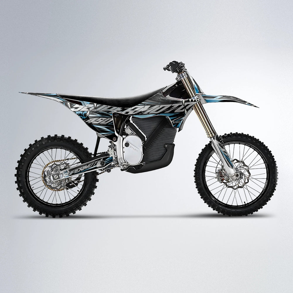 SAVAGE Stark Varg MX motocross graphics kit in Light Blue & White