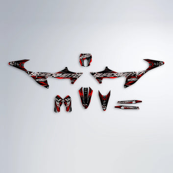 SAVAGE Stark Varg MX graphics kit parts layout in Red