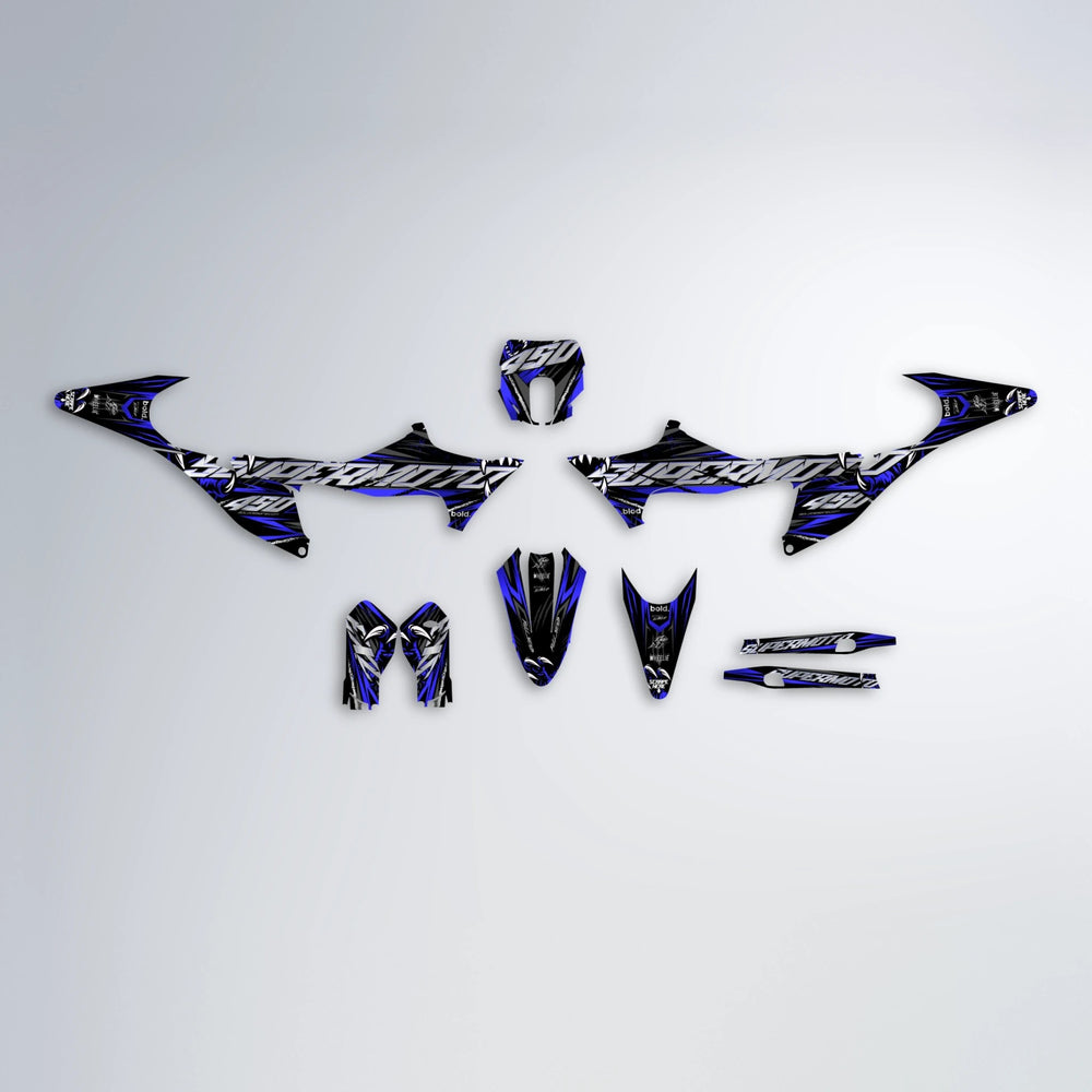 SAVAGE Stark Varg SM graphics kit parts layout in Blue