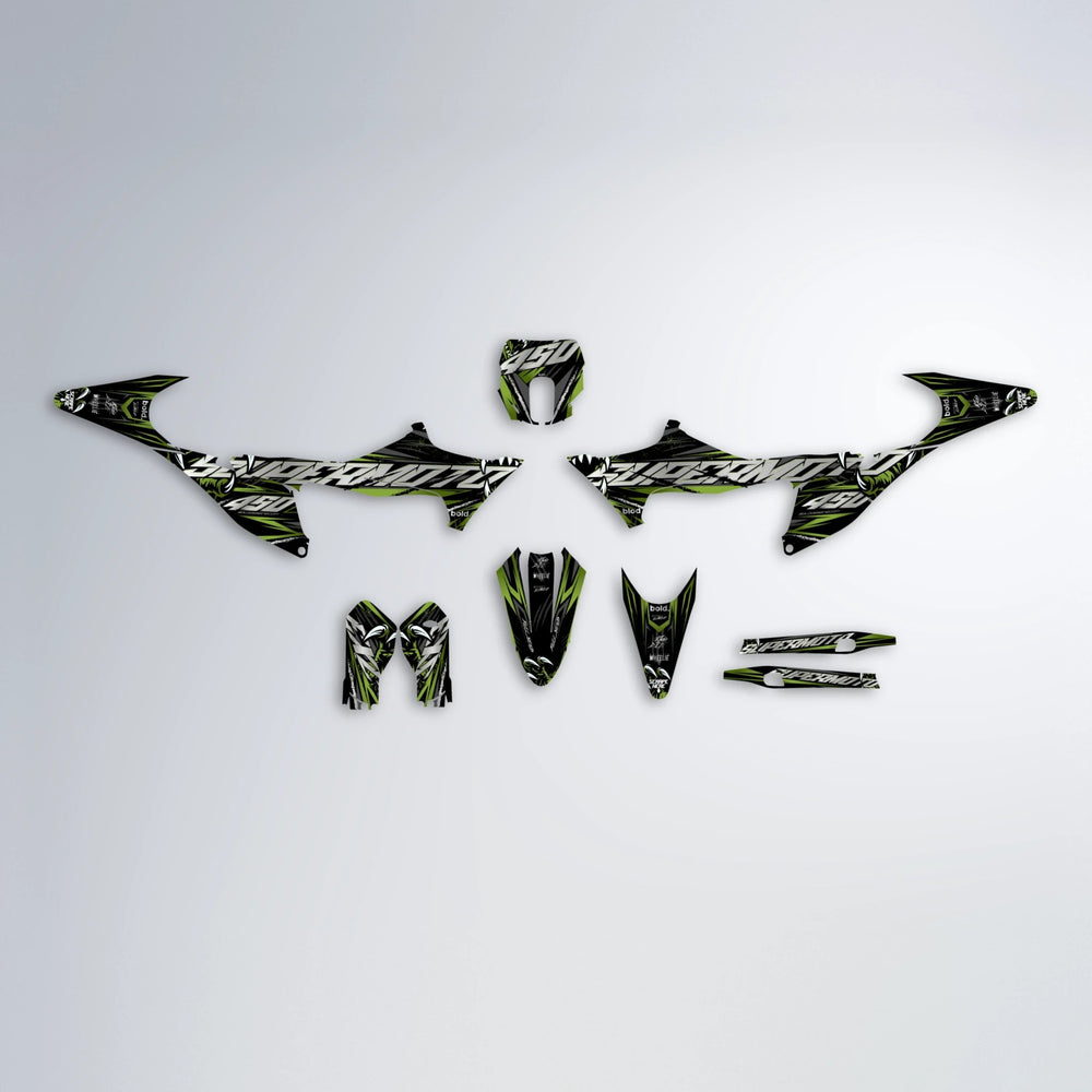 SAVAGE Stark Varg SM graphics kit parts layout in Olive