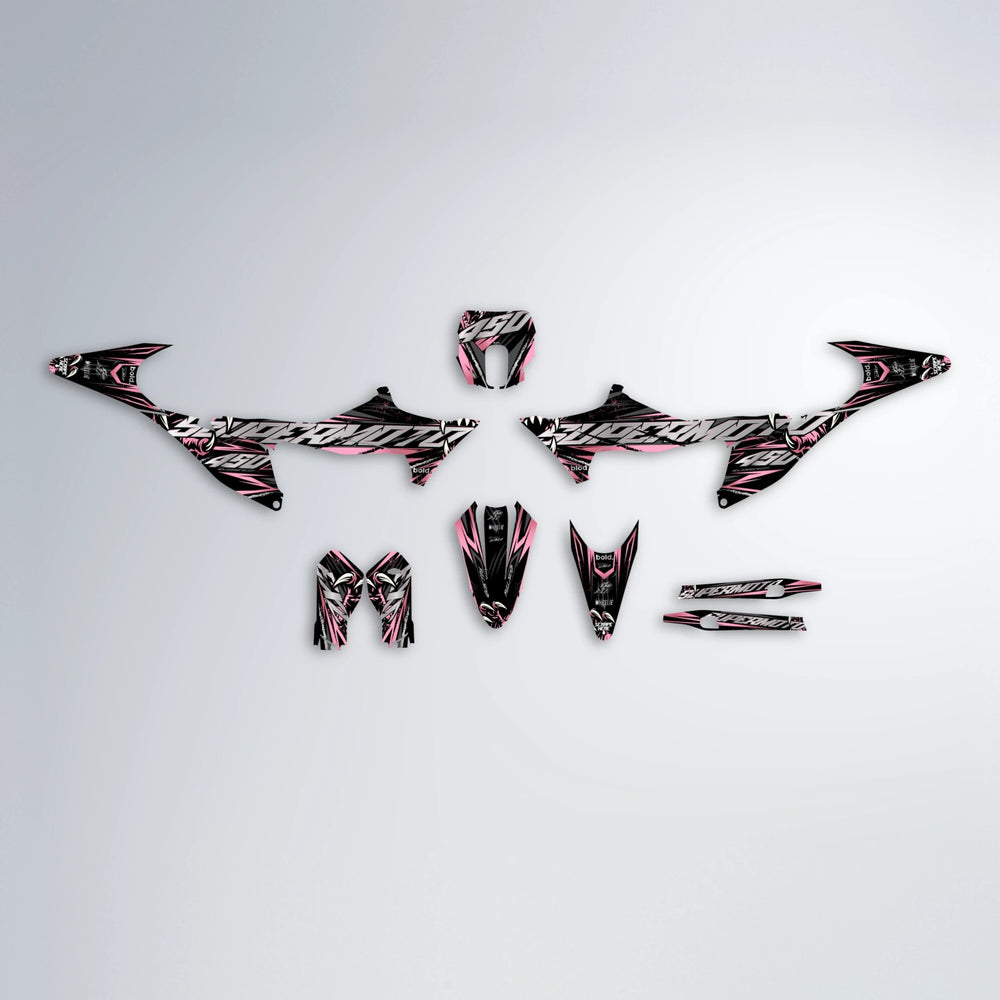 SAVAGE Stark Varg SM graphics kit parts layout in Sakura Pink