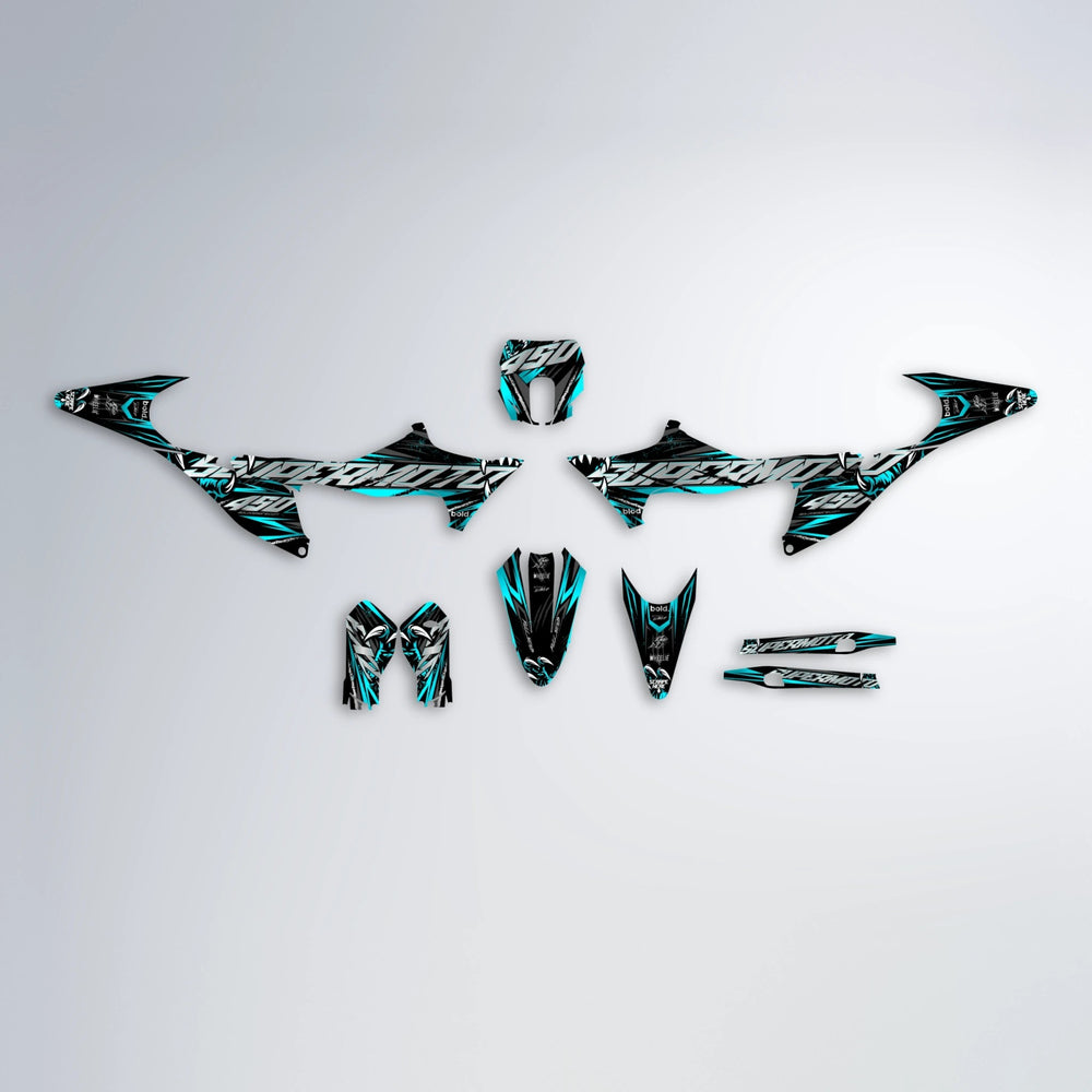 SAVAGE Stark Varg SM graphics kit parts layout in Teal