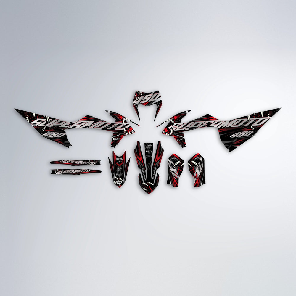 SAVAGE graphics kit parts layout in Black & Red