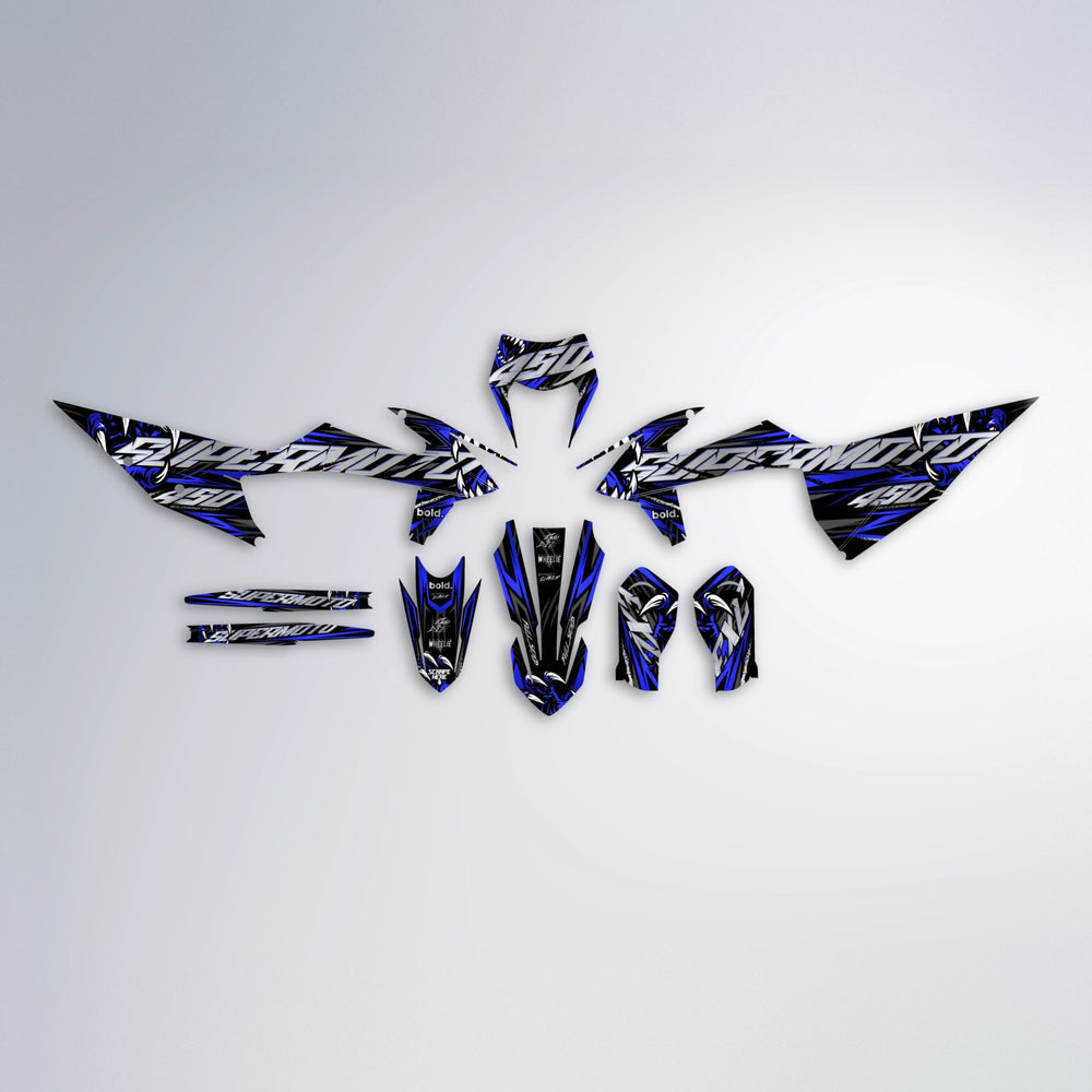 SAVAGE graphics kit parts layout in Blue