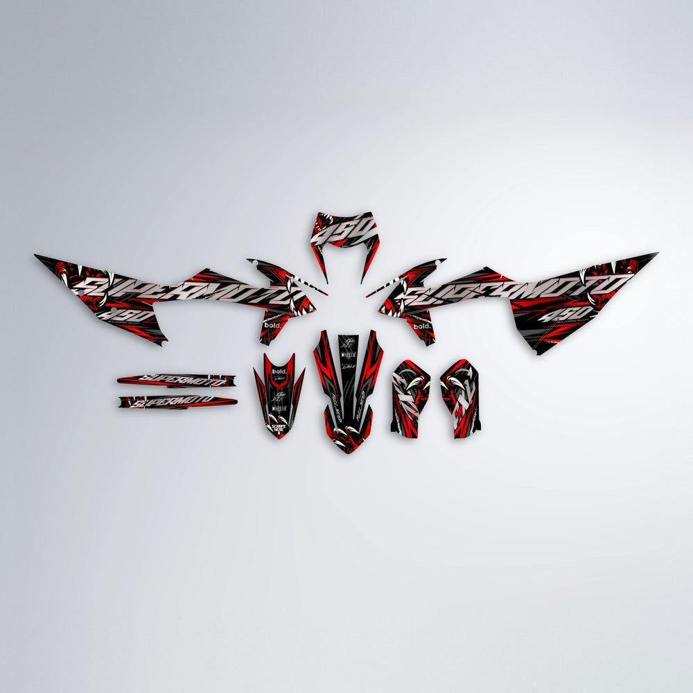 SAVAGE graphics kit parts layout in Custom Colour