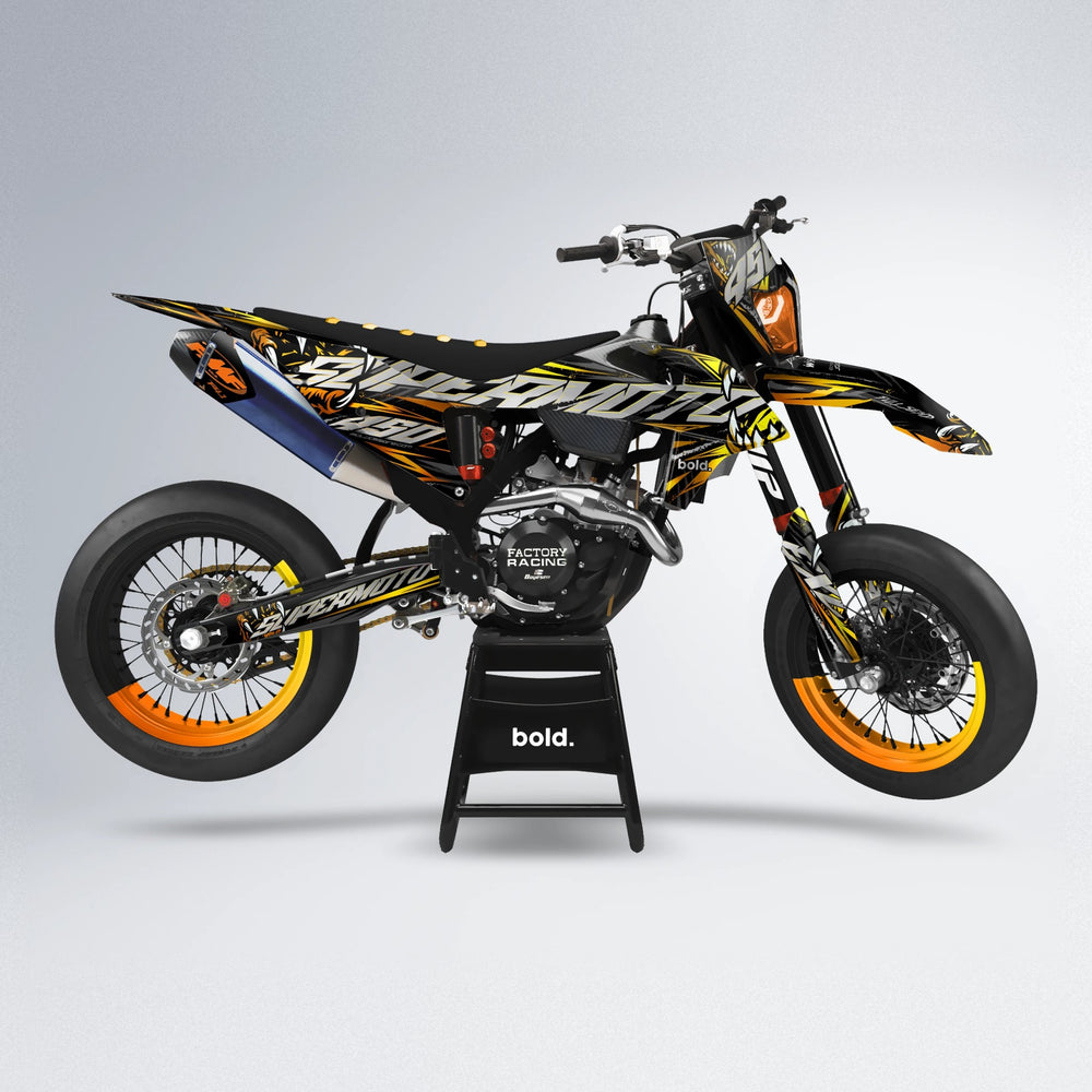 SAVAGE supermoto graphics kit in Orange & Yellow