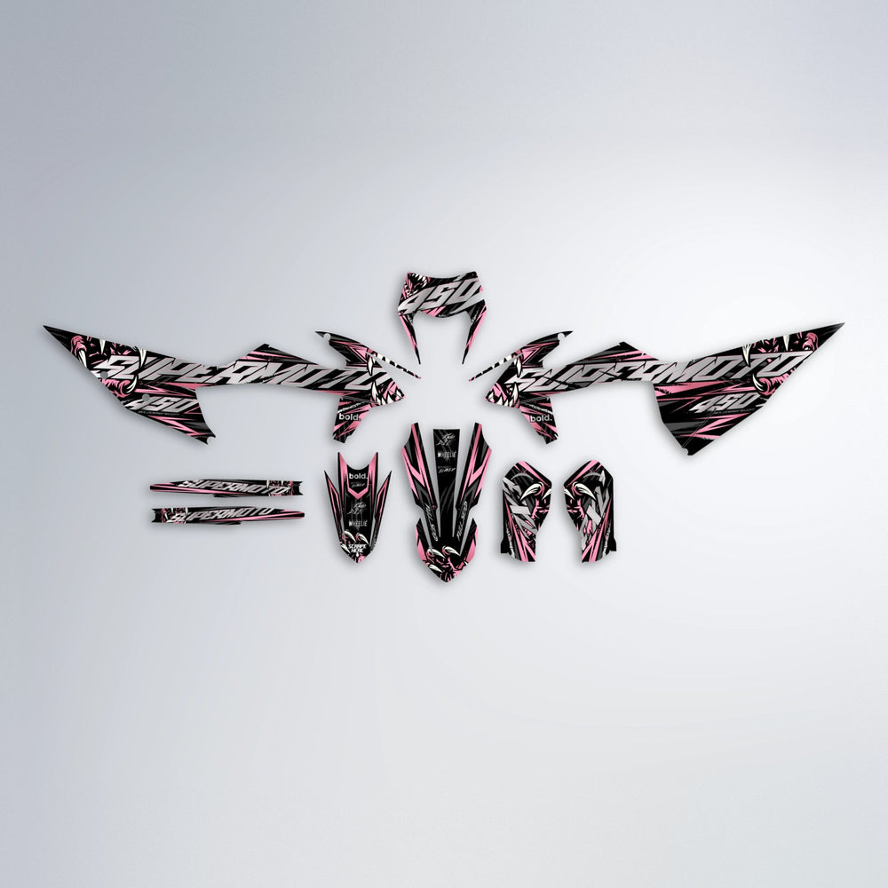 SAVAGE graphics kit parts layout in Sakura Pink