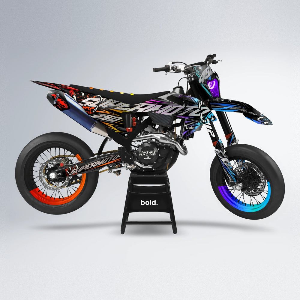 SAVAGE supermoto graphics kit in Sunset Fade
