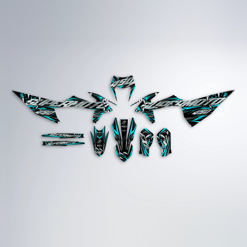 SAVAGE graphics kit parts layout in Teal