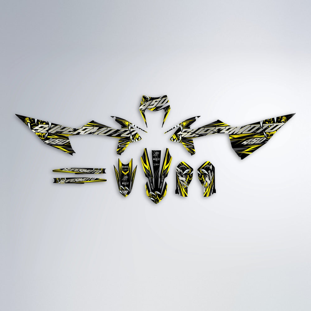 SAVAGE graphics kit parts layout in Yellow
