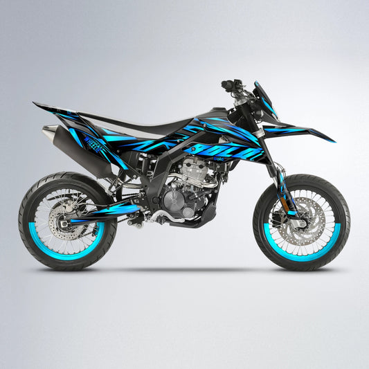 SCAN Aprilia SX 125 supermoto graphics kit in Blue