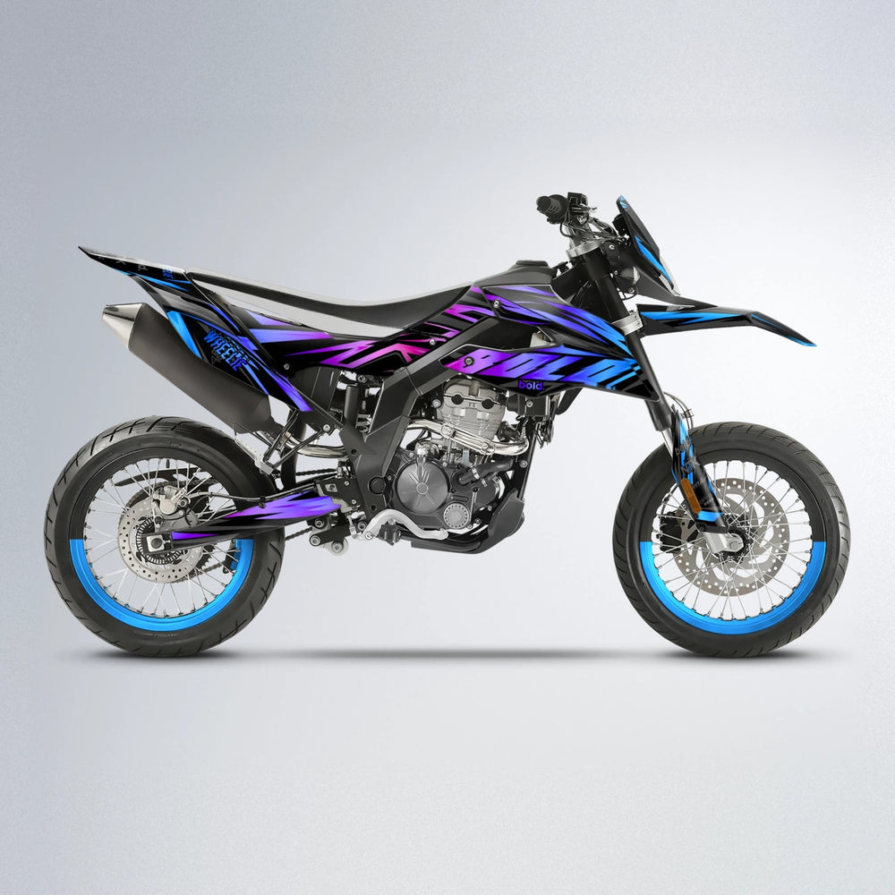 SCAN Aprilia SX 125 supermoto graphics kit in Blue Purple Fade