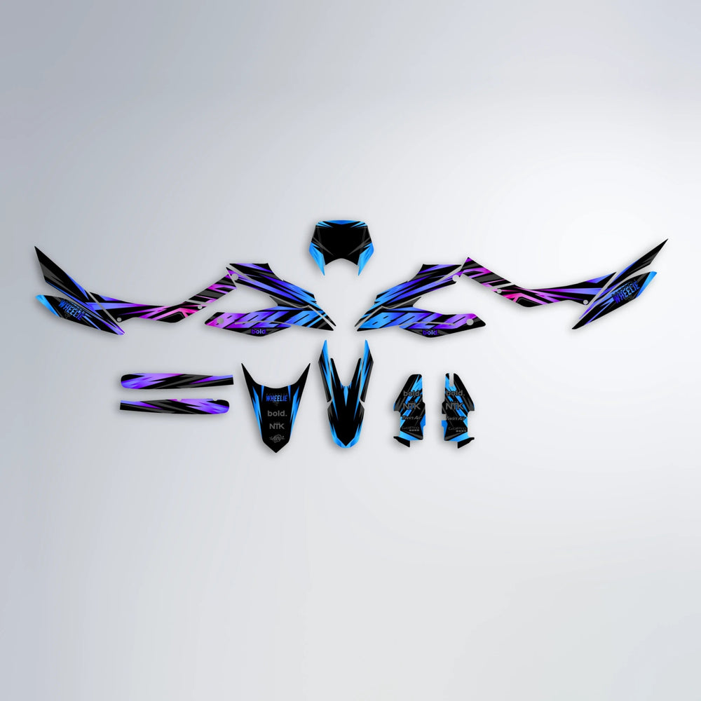 SCAN Aprilia SX 125 graphics kit parts layout in Blue Purple Fade