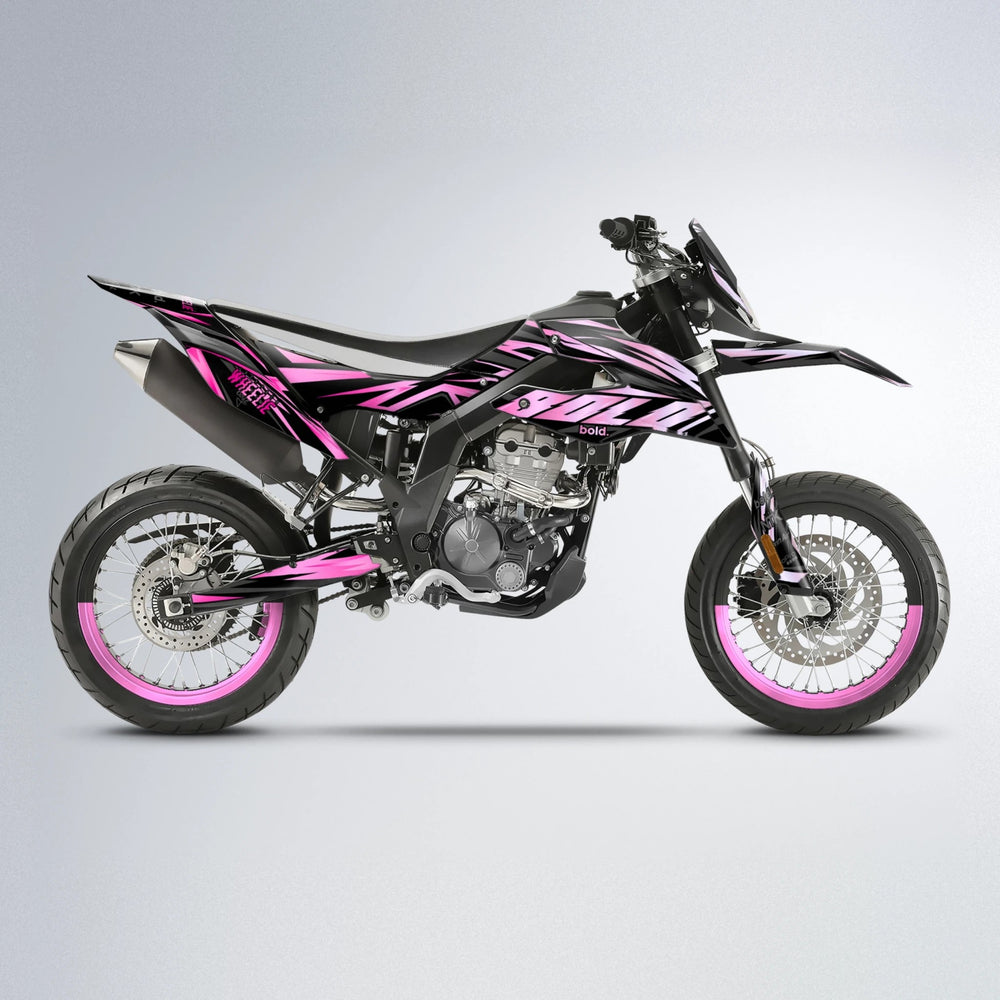 SCAN Aprilia SX 125 supermoto graphics kit in Flamingo