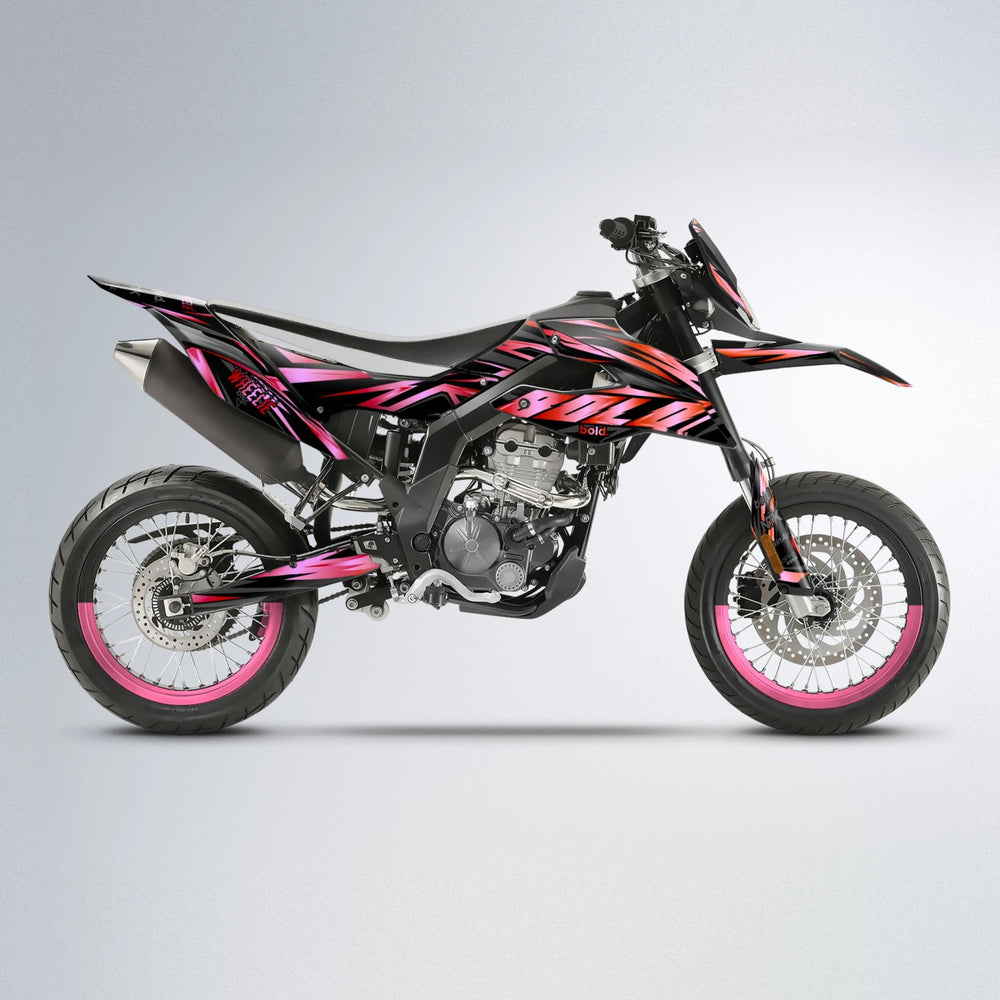 SCAN Aprilia SX 125 supermoto graphics kit in Red & Orange
