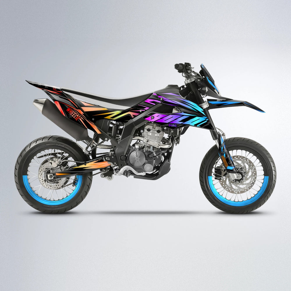 SCAN Aprilia SX 125 supermoto graphics kit in Sunset Fade