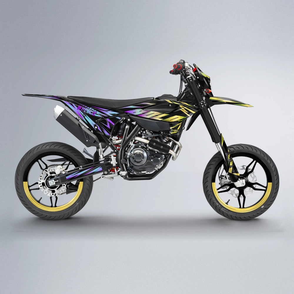 SCAN Beta supermoto graphics kit in Purple & Yellow