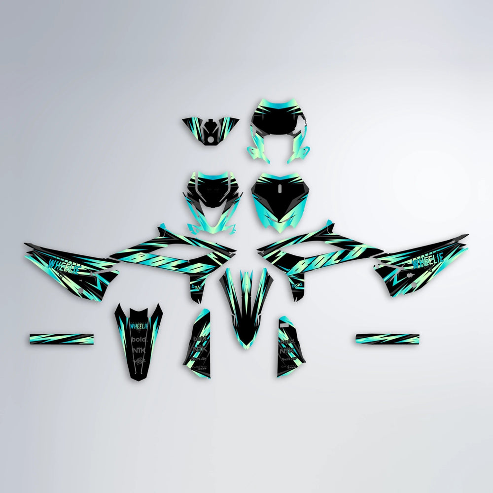 SCAN Beta graphics kit parts layout in Teal