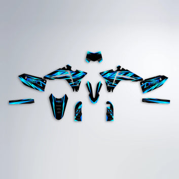 SCAN Fantic graphics kit parts layout in Blue
