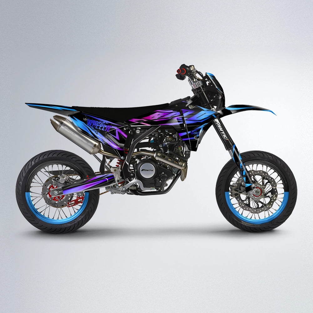SCAN Fantic supermoto graphics kit in Blue Purple Fade