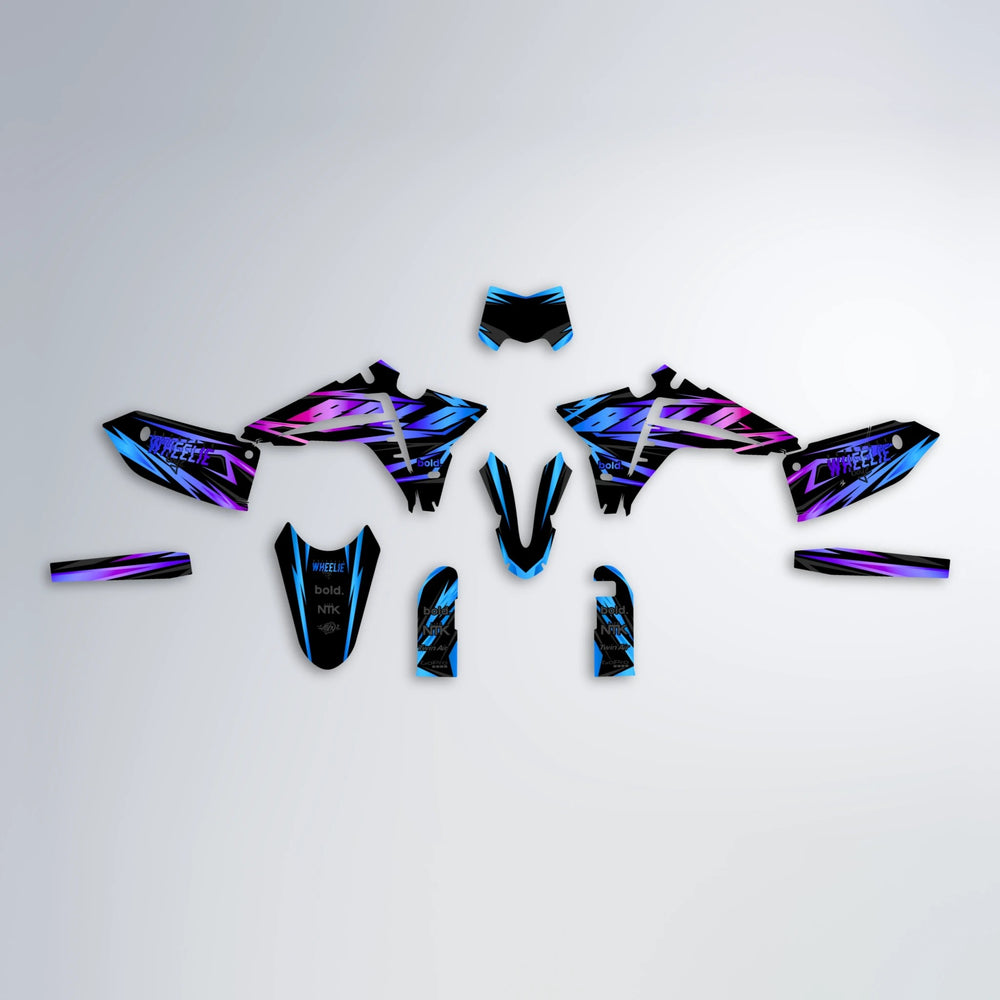 SCAN Fantic graphics kit parts layout in Blue Purple Fade
