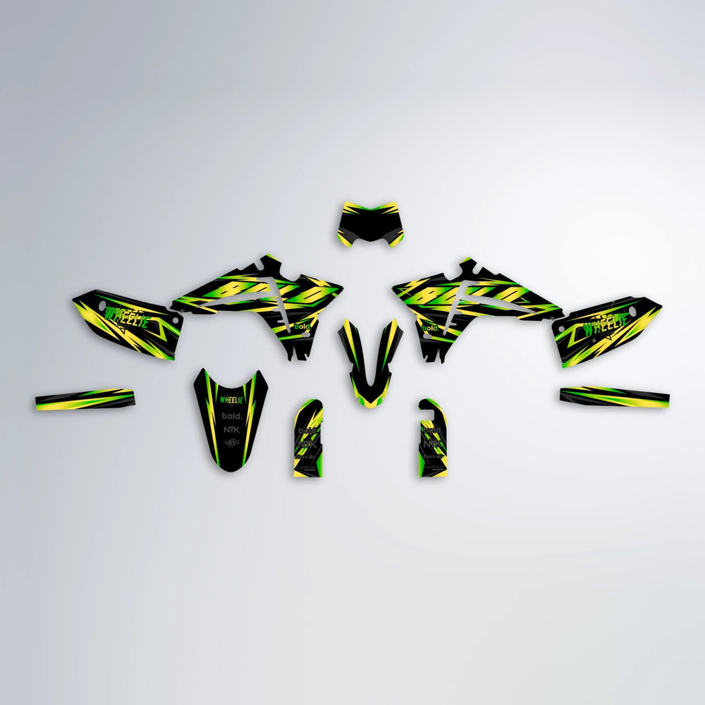 SCAN Fantic graphics kit parts layout in Green