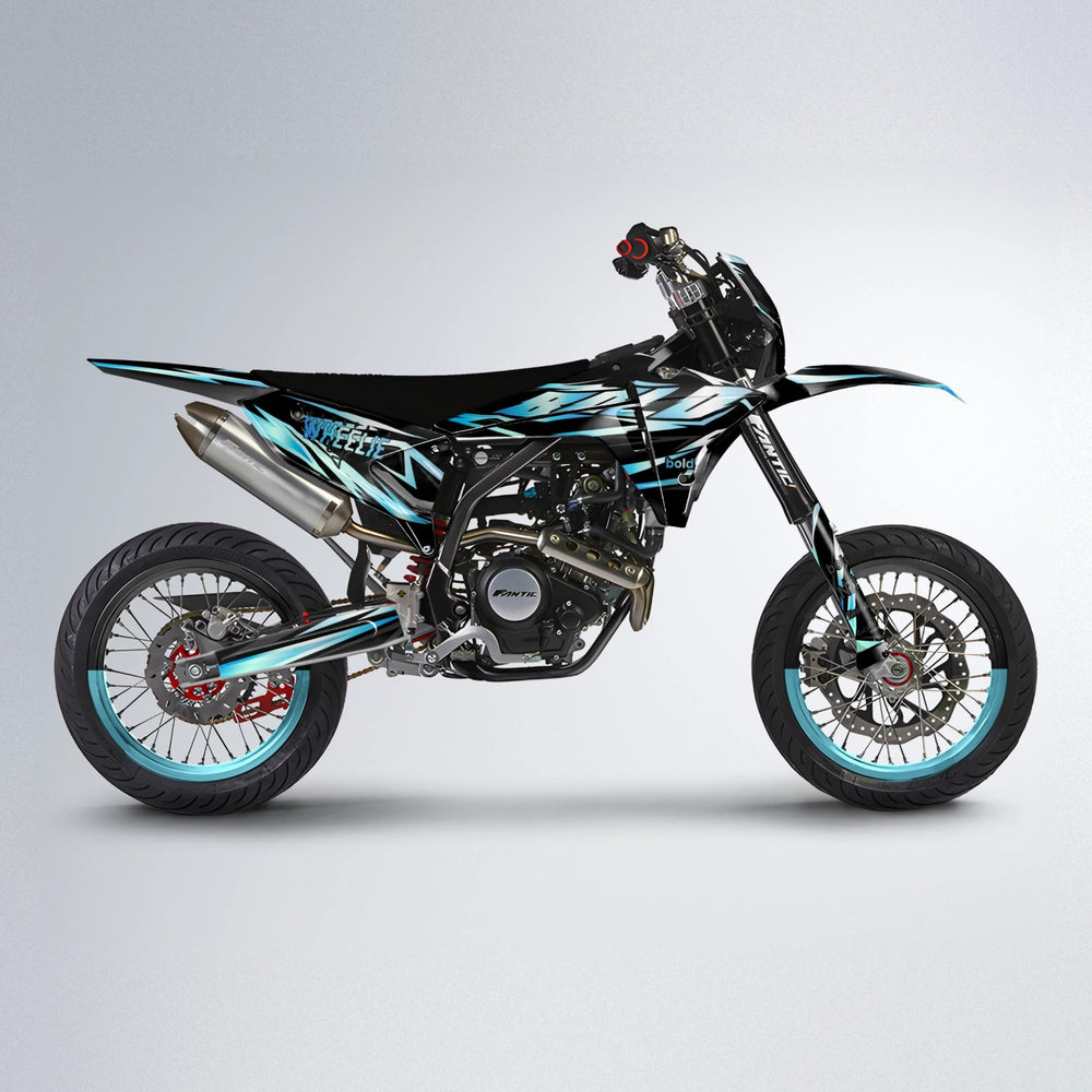 SCAN Fantic supermoto graphics kit in Light Blue & White