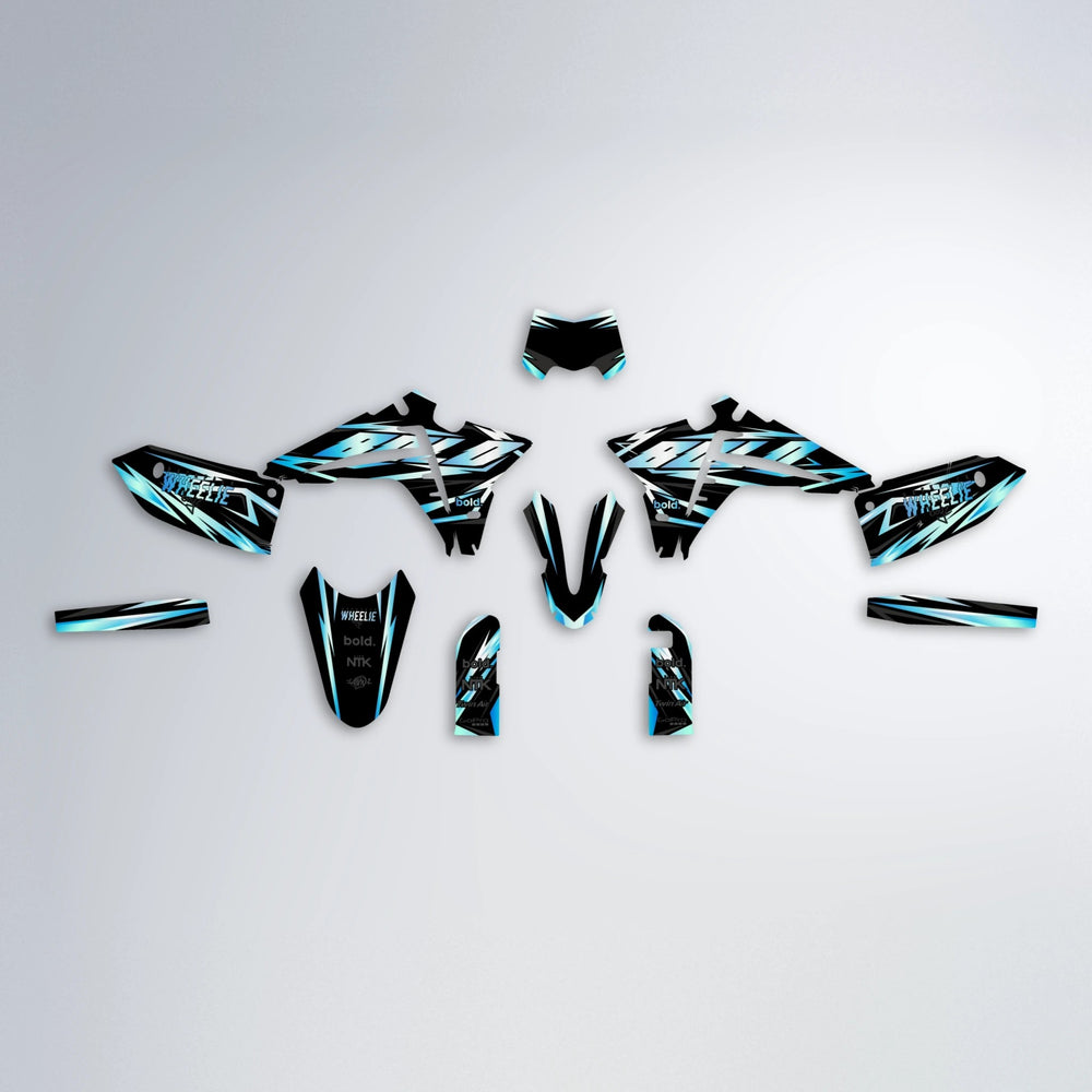 SCAN Fantic graphics kit parts layout in Light Blue & White