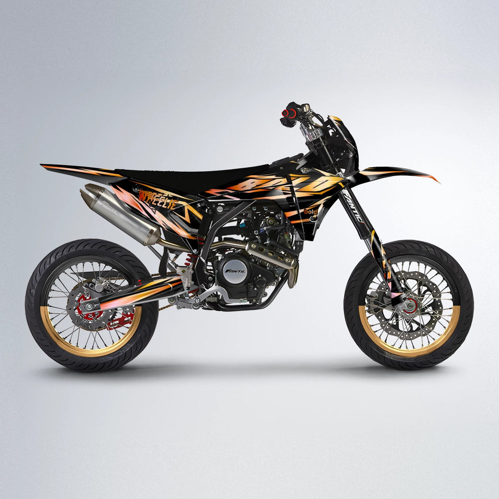 SCAN Fantic supermoto graphics kit in Orange & Yellow