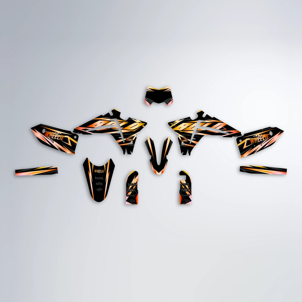 SCAN Fantic graphics kit parts layout in Orange & Yellow