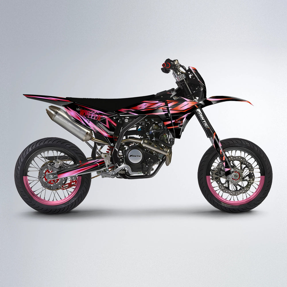 SCAN Fantic supermoto graphics kit in Red & Orange