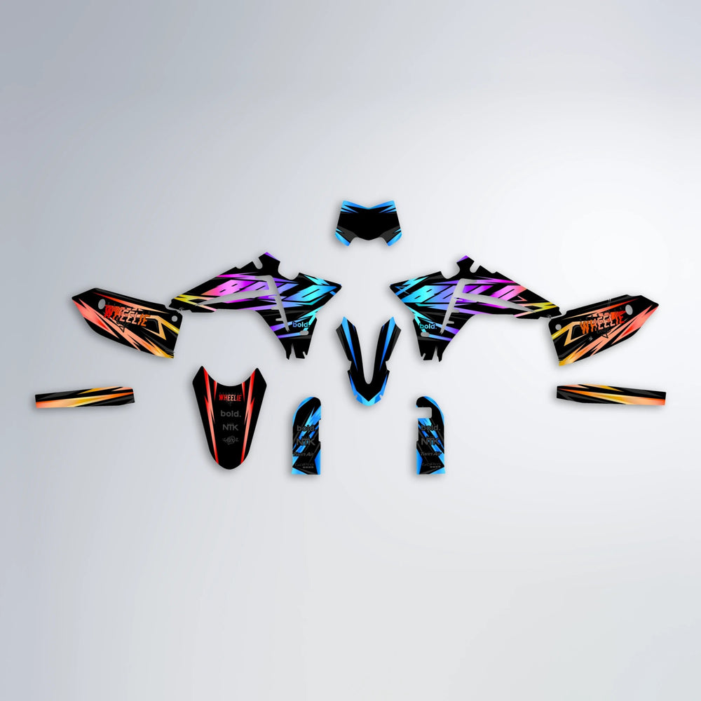 SCAN Fantic graphics kit parts layout in Sunset Fade