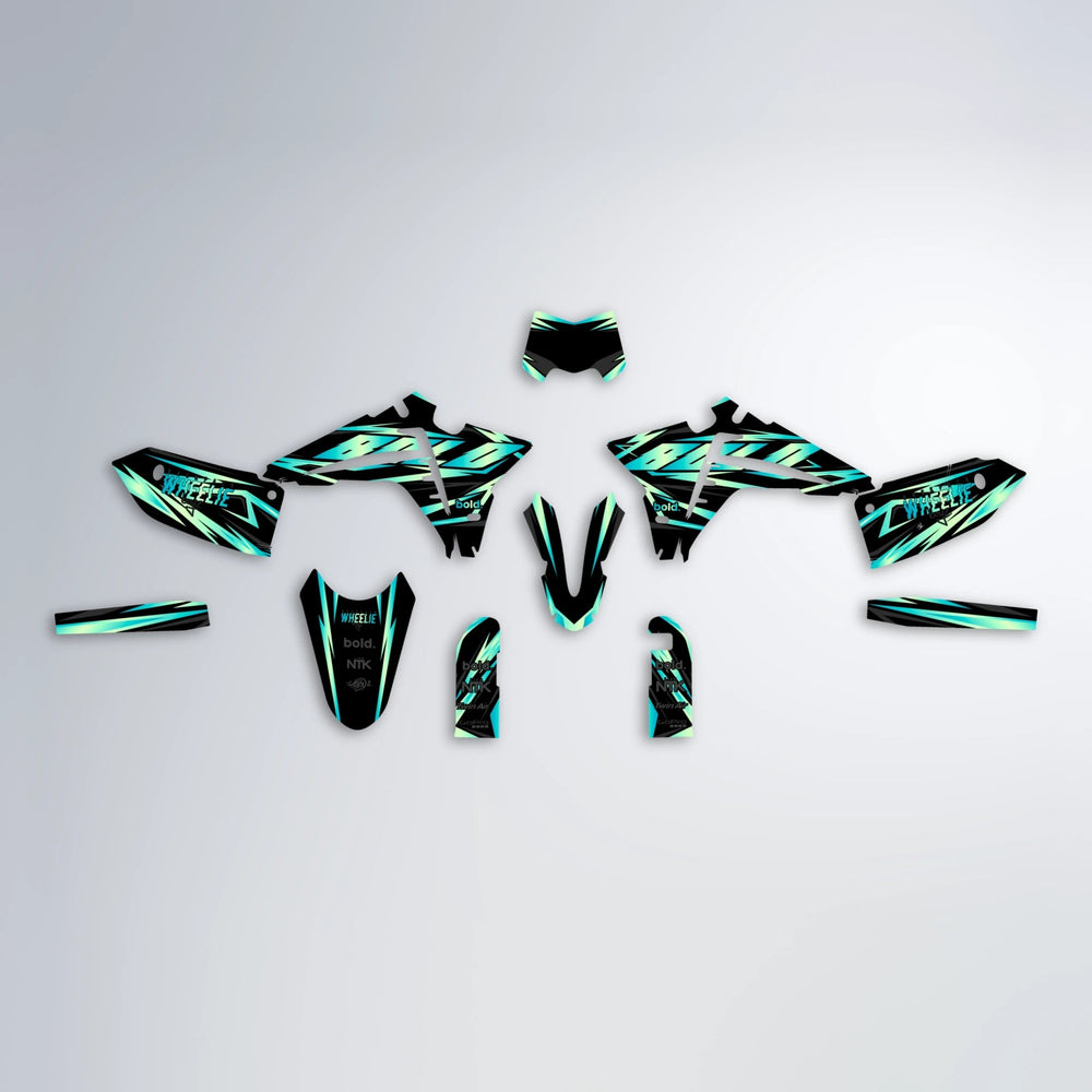 SCAN Fantic graphics kit parts layout in Teal