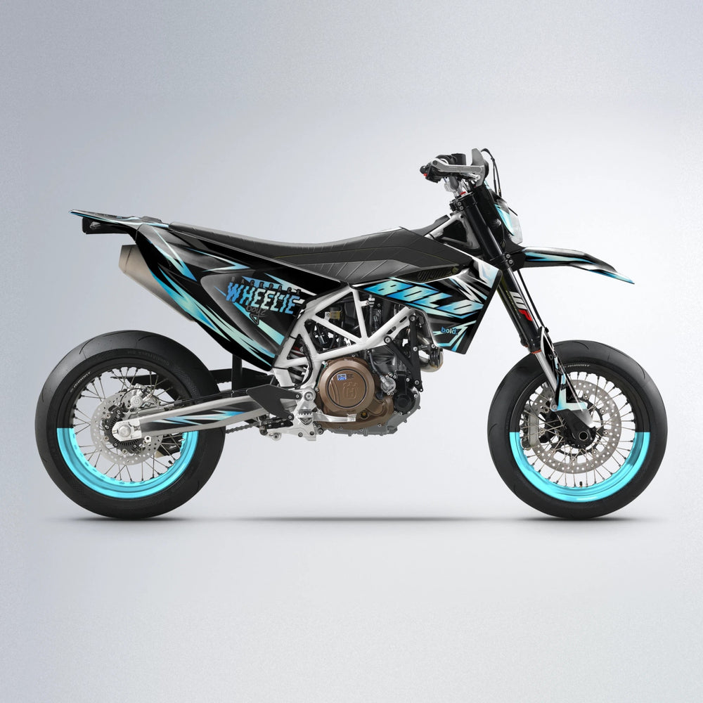SCAN Husqvarna 701 supermoto graphics kit in Light Blue & White