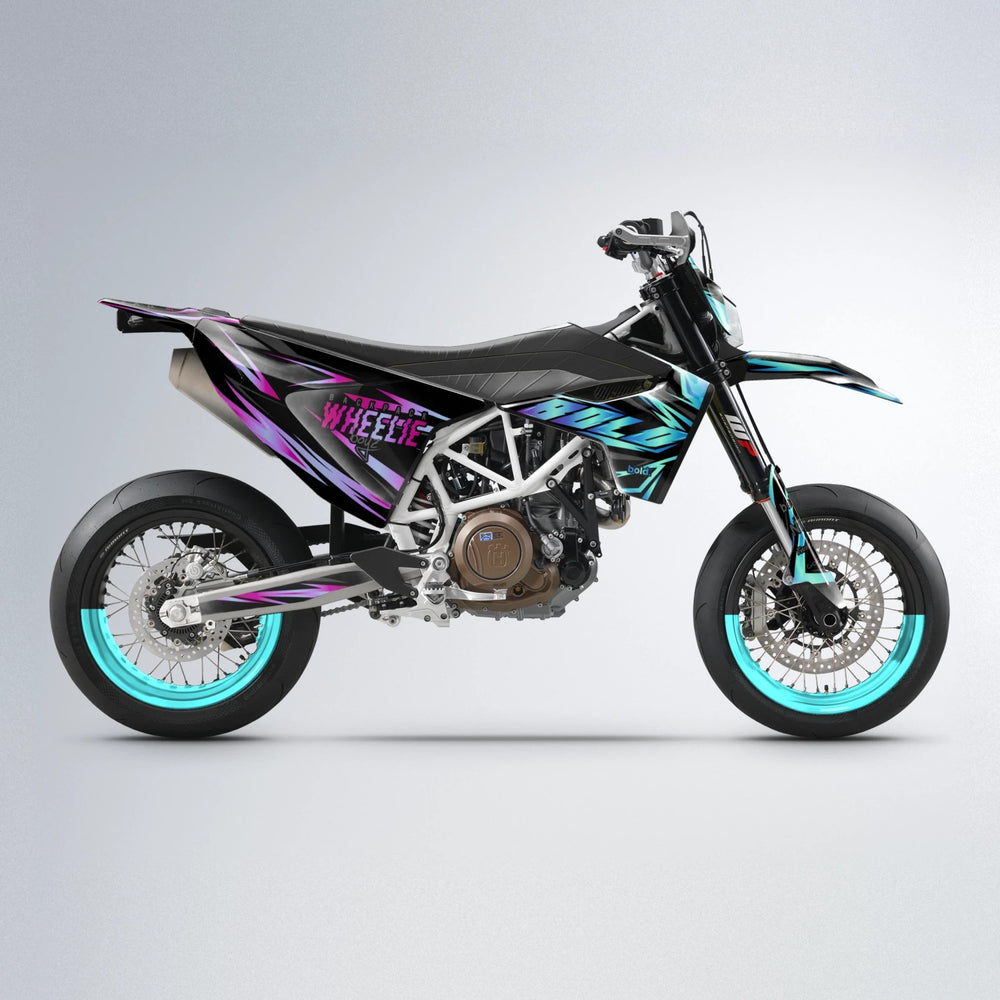 SCAN Husqvarna 701 supermoto graphics kit in Pink & Light Blue