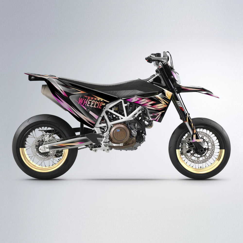 SCAN Husqvarna 701 supermoto graphics kit in Pink & Yellow