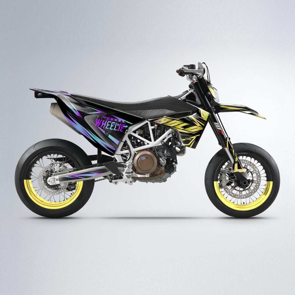 SCAN Husqvarna 701 supermoto graphics kit in Purple & Yellow