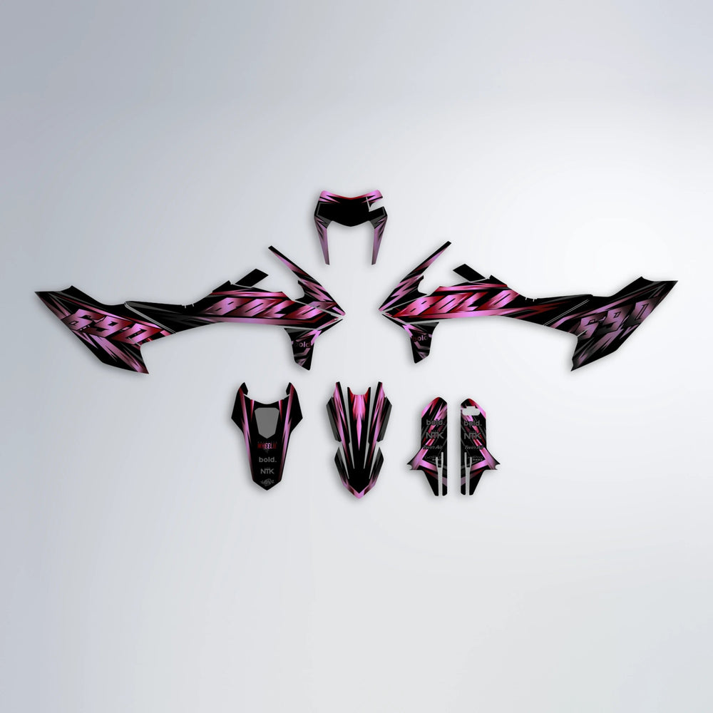 SCAN KTM SMC 690 graphics kit parts layout in Black & Red