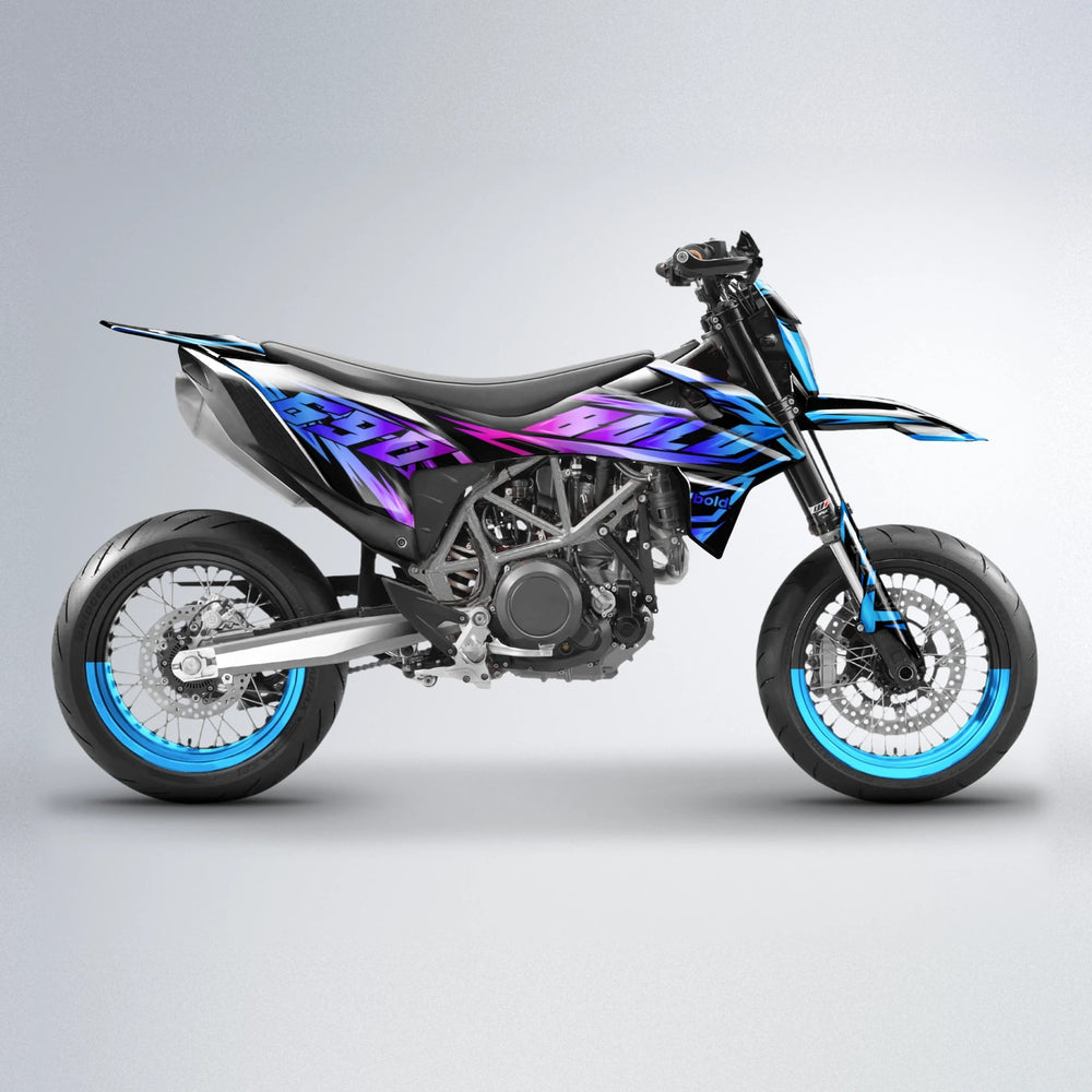 SCAN KTM SMC 690 supermoto graphics kit in Blue Purple Fade