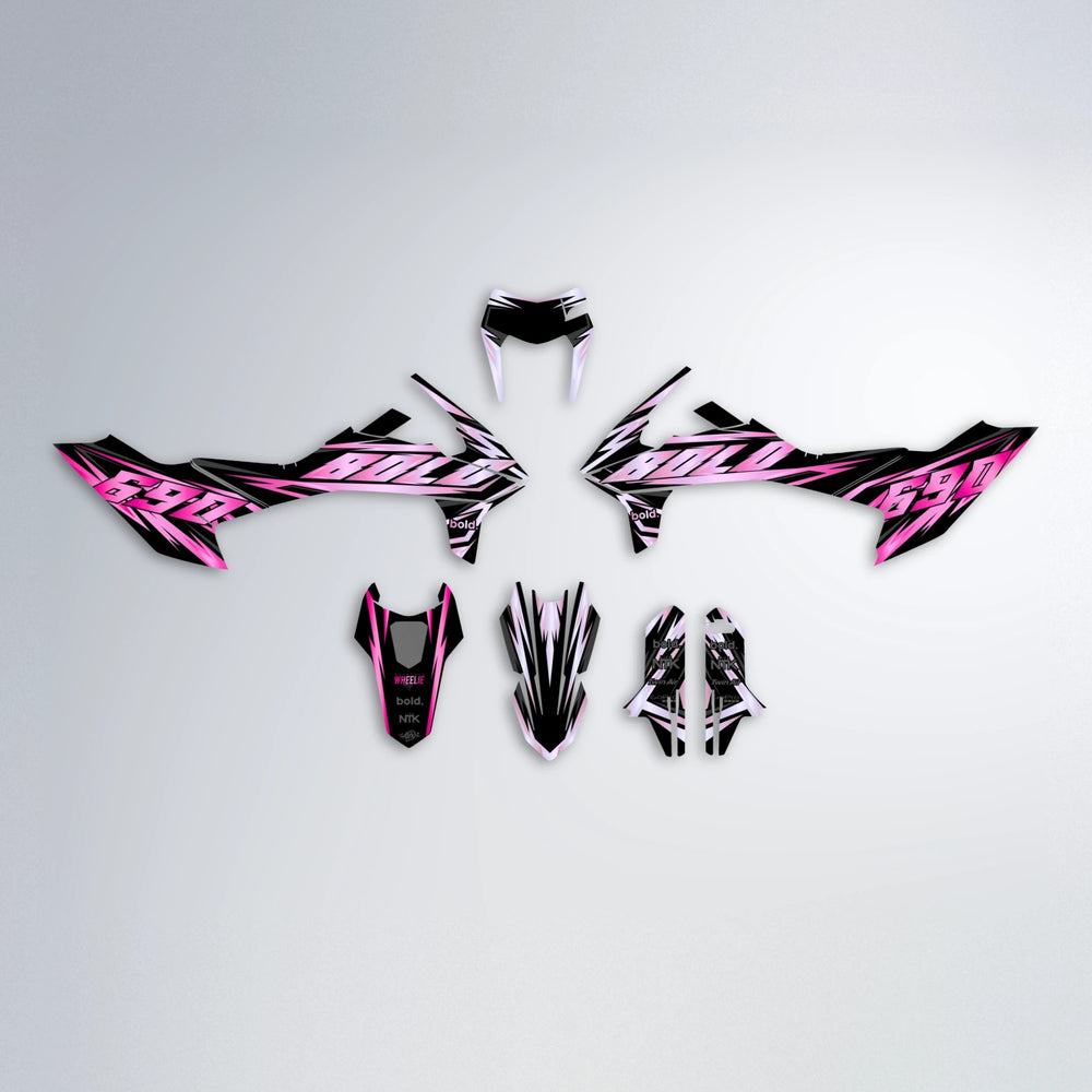 SCAN KTM SMC 690 graphics kit parts layout in Flamingo