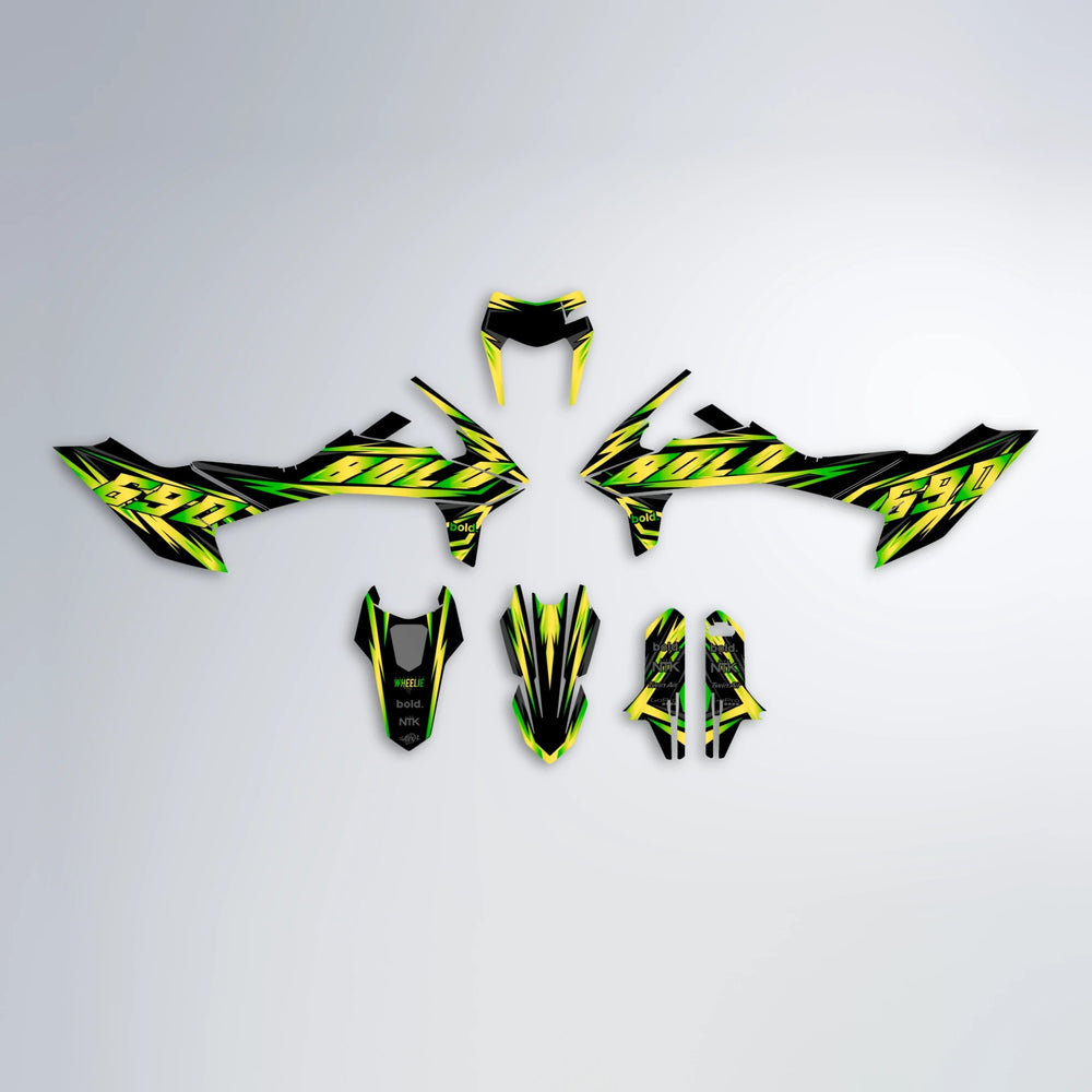 SCAN KTM SMC 690 graphics kit parts layout in Green