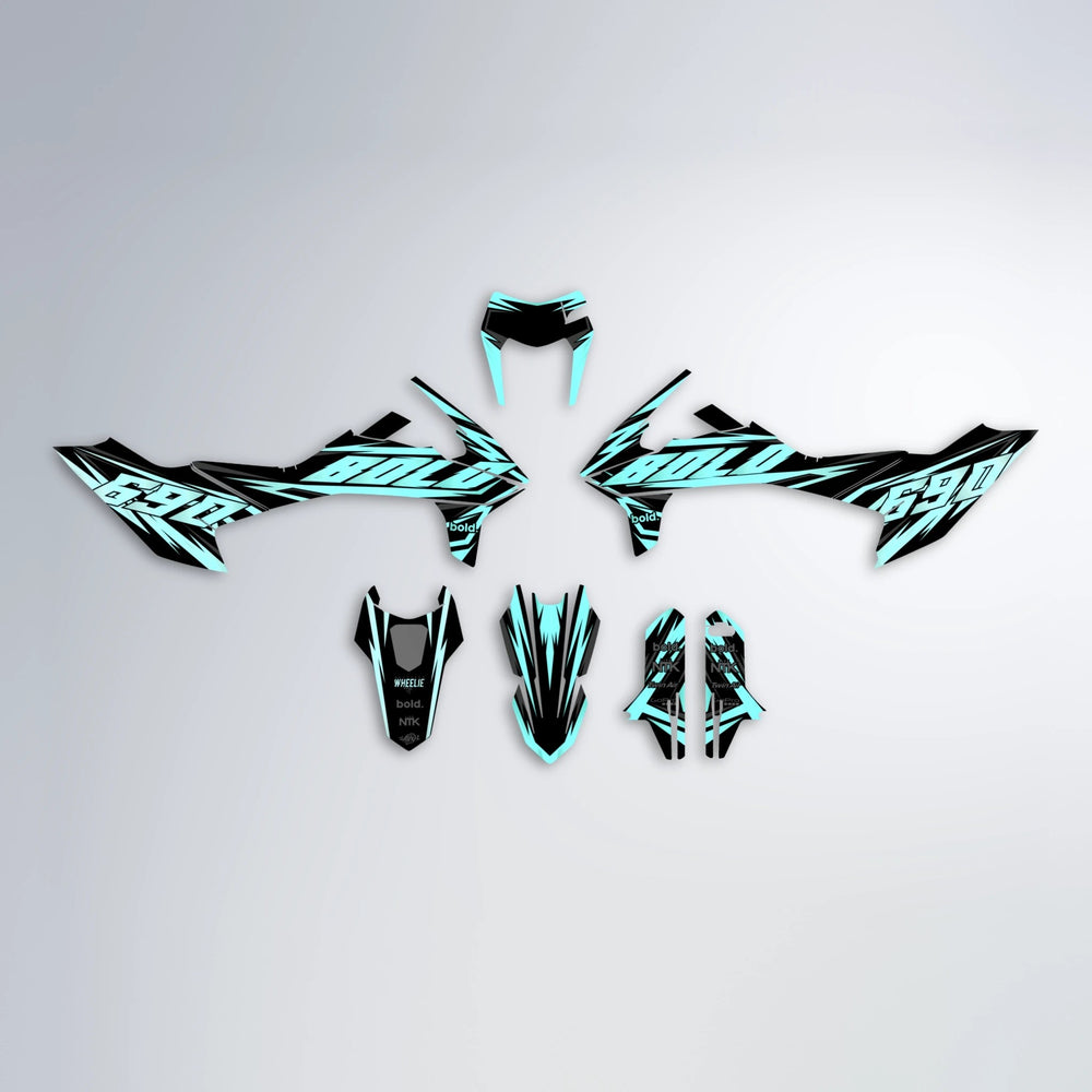 SCAN KTM SMC 690 graphics kit parts layout in Mint
